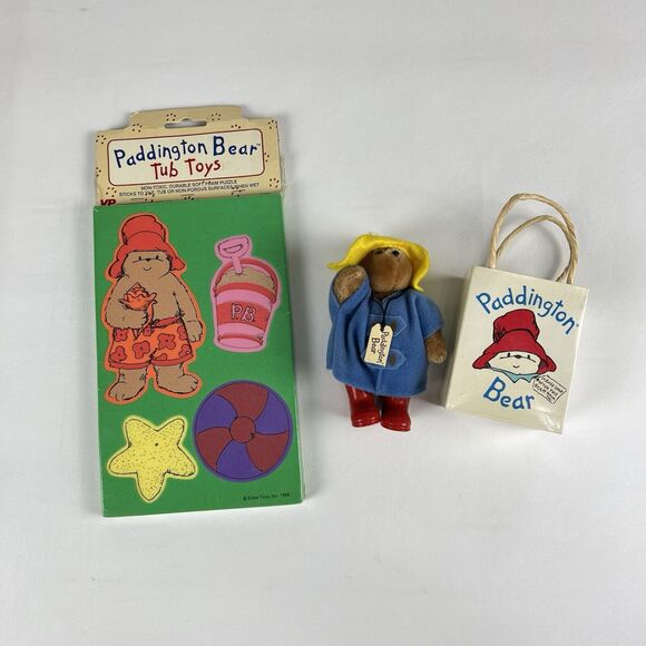 EDEN Paddington Bear VTG Bath Tub Puzzle 80s 90s Mini Jointed Figure Bag Korea - Picture 2 of 11
